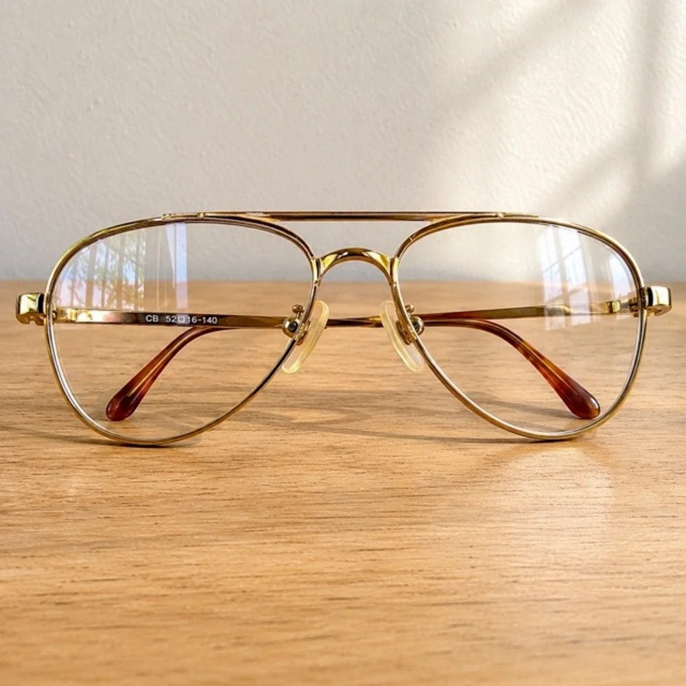 Vintage‎ Aviator Eyeglass Frames Gold Tone Tortoise 52-16-140